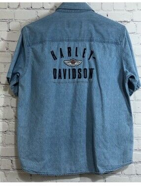 Harley-Davidson Light 100 Years Wash Denim Jacket with Black Embroidered Logo